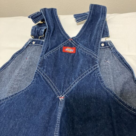 Dickies Bib Overalls Mens 40x30 Blue Denim Carpenter Workwear Utility Pockets - Picture 8 of 9